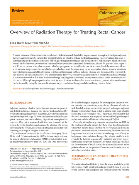 pdf overview of radiation therapy for treating rectal cancer