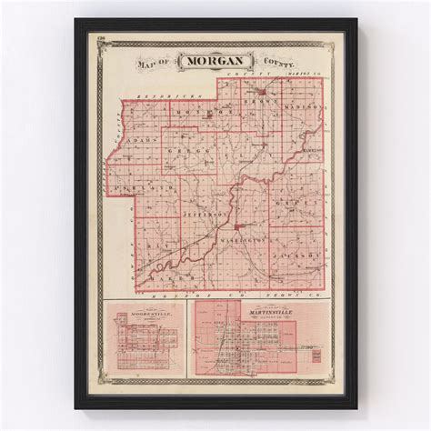 Vintage Map Of Morgan County Indiana 1876 By Teds Vintage Art