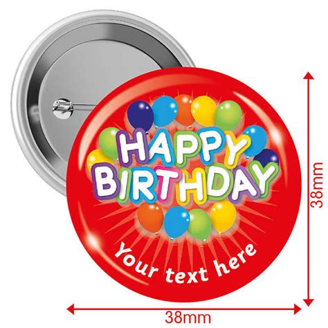 Personalised Happy Birthday Balloons Badges X 10 38mm