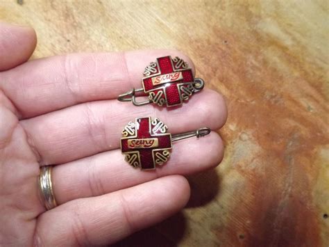 Antique French Set Of 2 Blood Donor Pins Don Du Sang Badge Etsy