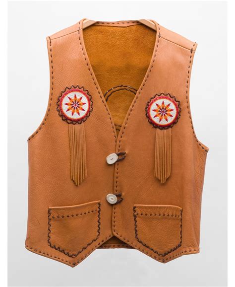 handmade leather vest authentic turn of the century indian beadwork used as ornamentation made b
