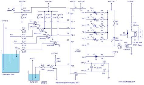 Automatic water level controller circuit diagram for submersible pump. Water Level Controller using 8051 Microcontroller