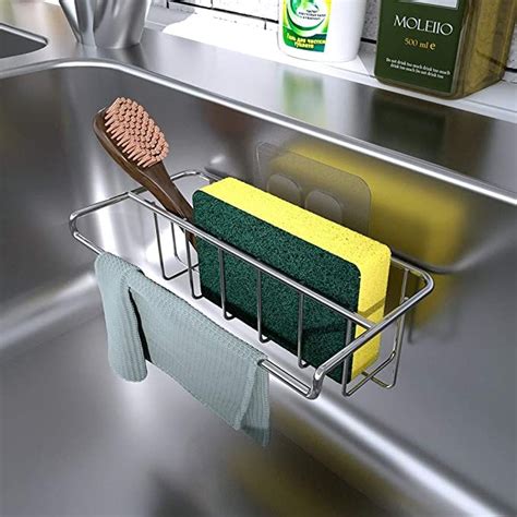 Kincmax Adhesive Sink Organizer Sponge Holderdish Cloth Hanger 2 In 1