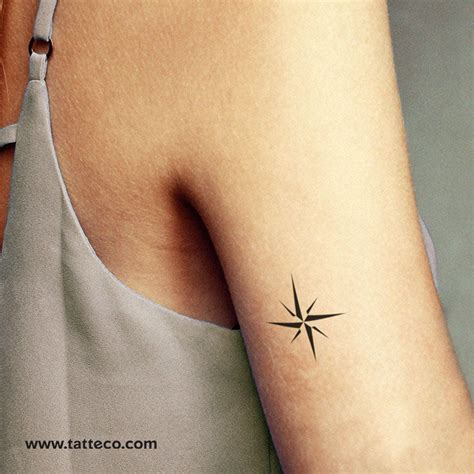 Minimalist Compass Rose Temporary Tattoo Set Of 3 Tatteco