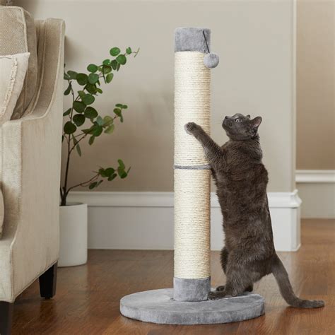Frisco 35 In Heavy Duty Sisal Cat Scratching Post With Toy Gray