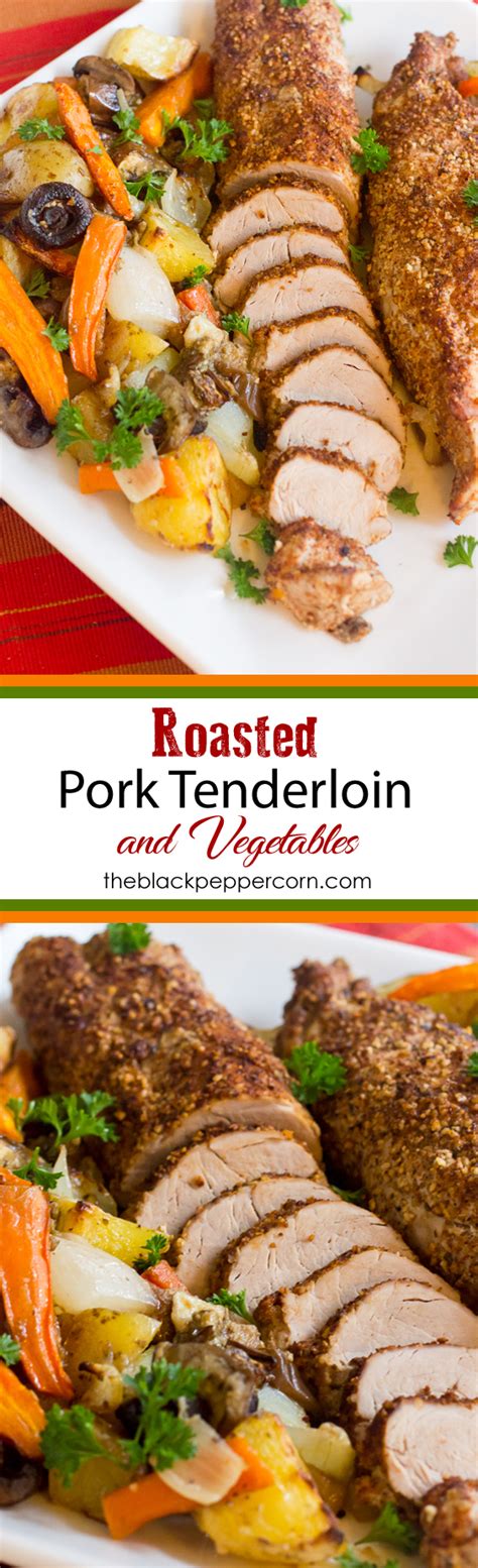 Line a large baking pan with foil and generously grease foil. Roasted Pork Tenderloin with Oven Roast Vegetables - How ...