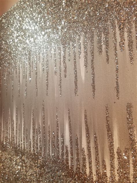 Original Silver Waterfall Abstract Glitter Art Etsy Glitter Wall