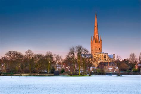Norwich Cathedral Winter Sunrise Scenic Norfolk
