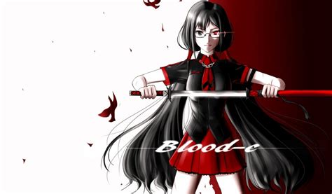 Blood C Girl Glasses Sword Pose Anime Wallpaper