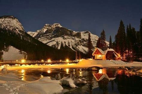 Snowy Night And Yoho National Park Canada Emerald Lake Beautiful