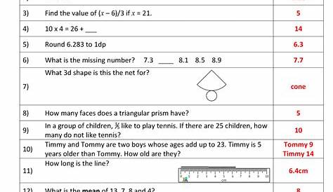 Algebra Worksheets With Answers Year 6 - Worksheets