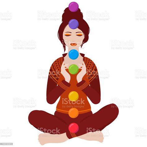 Illustration Of A Woman With Seven Chakras Stock Illustration