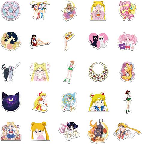 Amazon Com Sailor Moon Anime Sticker Pack Of 50 Stickers Waterproof Durable Stickers Classic