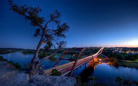 Nature Austin Bridges Usa Texas Rivers Cloud Geography Wallpaper