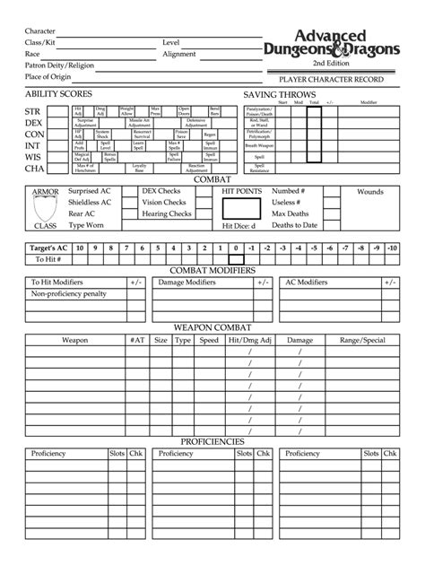 Ad D Character Sheet Fill Online Printable Fillable Blank Pdffiller