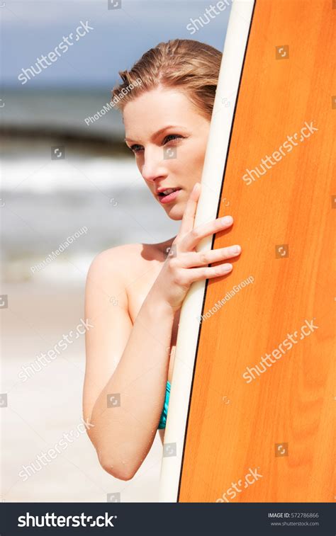 Surfer Girl On Beach Bikini Stock Photo 572786866 Shutterstock