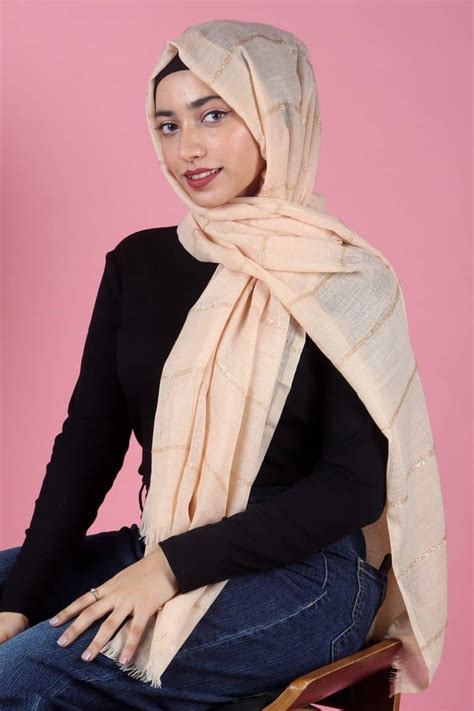 Nude Shimmer Striped Hijab That Adorbs Hijab