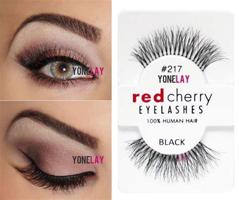 Genuine Red Cherry 217 Trace Human Hair False Eyelashes Strip Eye