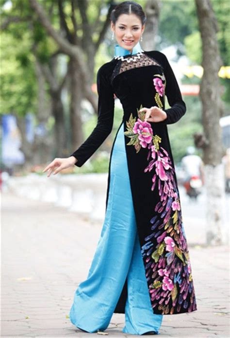 Ao Dai Lotus Ao Dai Hoa Sen Oriental Fashion Ao Dai Vietnamese Traditional Dress