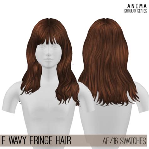 Female Wavy Fringe Hair For The Sims 4 By Anima Spring4sims Fringe