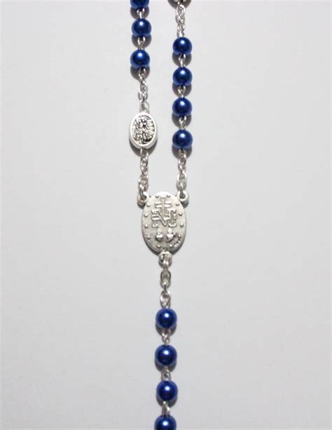 St Michael The Archangel Rosary On Chain Blue Beads With St Etsy Uk