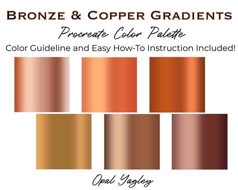 Bronze And Kupfer Procreate Farbpalette Procreate Metallic Etsyde