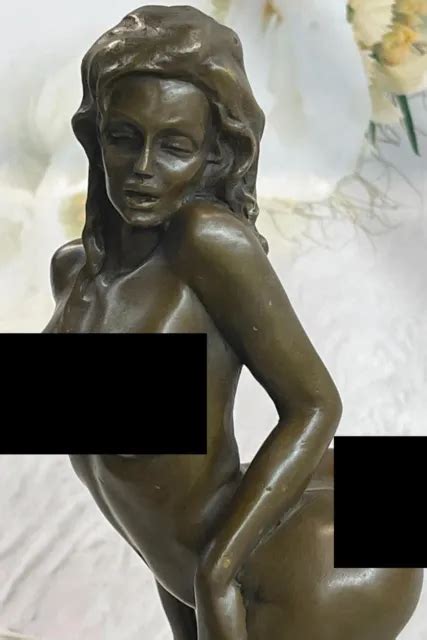 Bronze Erotic Sculpture Nude Art Sex Statue Signed Deco Marble Figurine