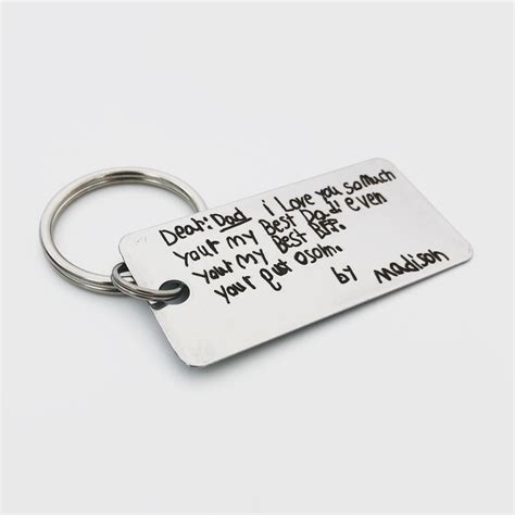 To My Dad Keychain Customize Your Design Handwriting Option