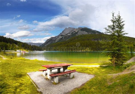 Canadian Rockies Landscape Lake Mountains Stock Image Image Of