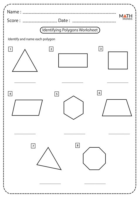 Identifying Polygons Worksheet Math Practice Workshee