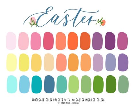 Easter Color Palette For Procreate Pink Yellow Green Blue Etsy