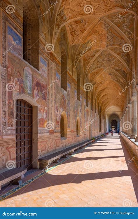 naples italy may 19 2022 frescoes at the cloister of santa c editorial image image of