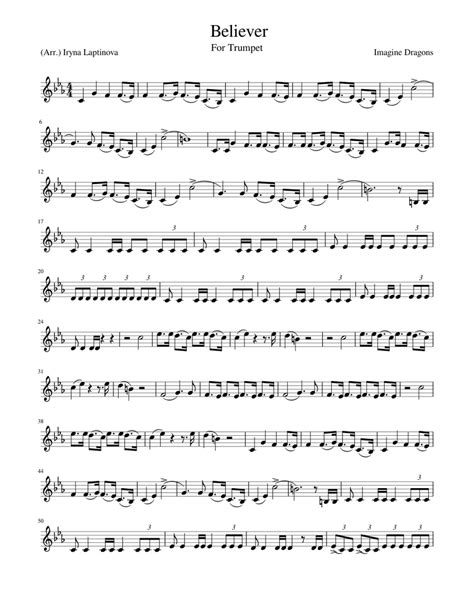 Believer Trumpet Sheet Music For Flute Solo