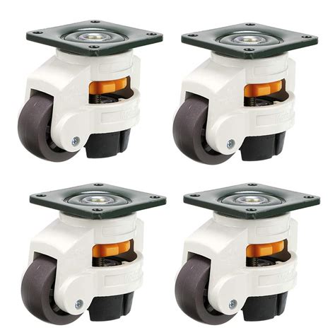 Skelang 4 Pcs Leveling Machine Casters With Nylon Wheel And Rubber Foot