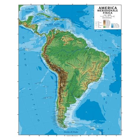 Carta Geografica Murale America Del Sud 100x140 Bifacciale Fisica E