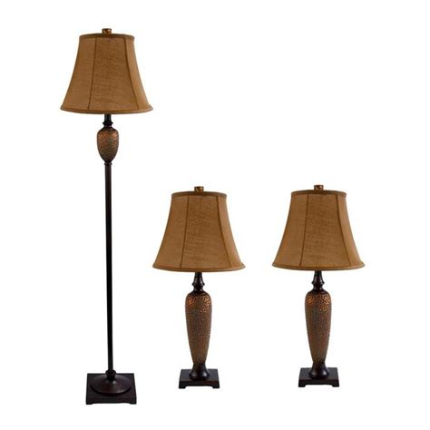 Elegant Designs 3 Piece Standard Lamp Set With Brown Shades In The Lamp Sets Department At