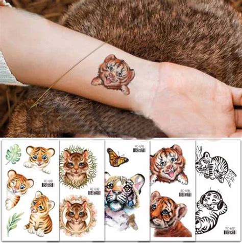 Temporary Waterproof Tattoo Stickers Cartoon Tiger Face Arm Body Art