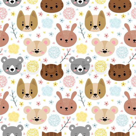 Childish Seamless Pattern With Cute Stock Vector Colourbox