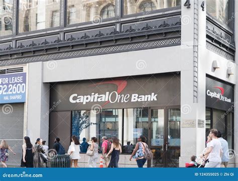 Facade Of Capital One Bank Midtown Manhattan Location Editorial Image