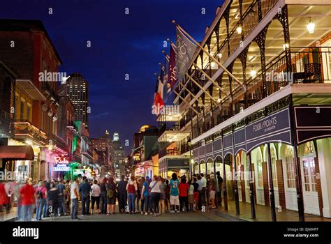 New Orleans French Quarter People On Bourbon Street Stock Photo Alamy