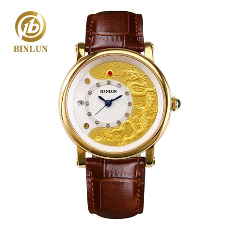 Binlun Top Luxury 18k Gold Dragon Dial Men Automatic Watch Classic