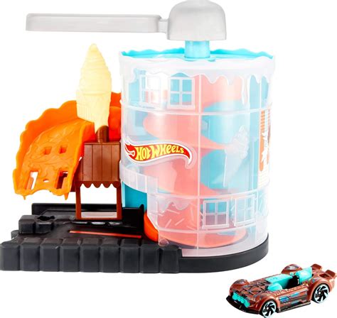 Hot Wheels Downtown Ice Cream Meltdown Play Set Amazon Co Uk Toys Games