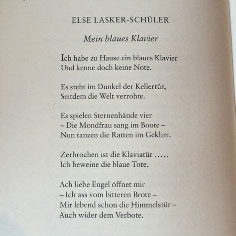 Gedichteausderwelt Mein Blaues Klavier Von Else Lasker Sch Ler