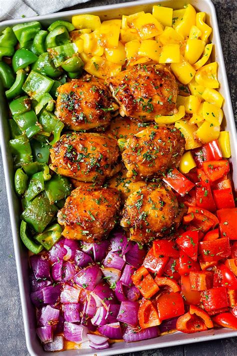 Homemade chicken recipes for dinner. Chicken Sheet-Pan Dinner with Honey Chili Sauce — Eatwell101