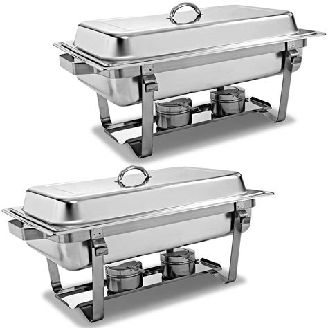 2 Packs Chafing Dish 9 Quart Stainless Steel Rectangular Chafer Full