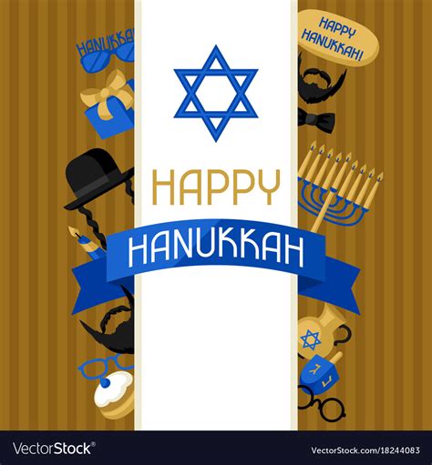 Happy Hanukkah Card With Photo Booth Stickers Vector Image