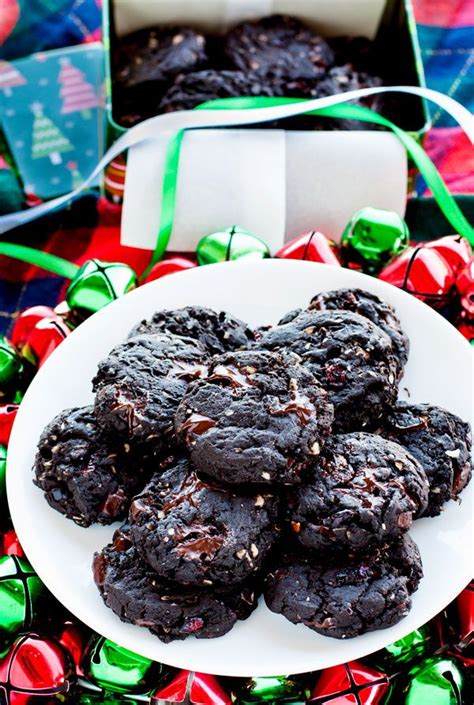 These Dark Chocolate Cherry Cookies With Almonds Are Chewy Fudgy And