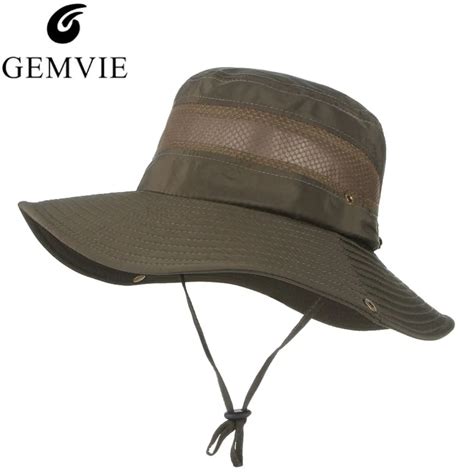 Fashion Summer Bucket Hats For Men Mesh Patchwork Breathable Boonie