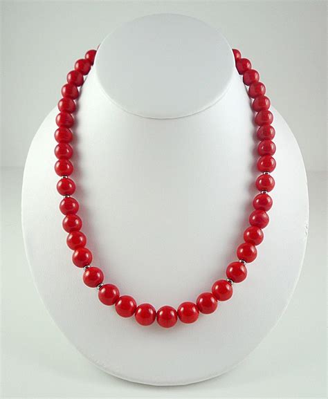 Long Red Necklace Beaded Red Gemstone Necklace Long Necklace