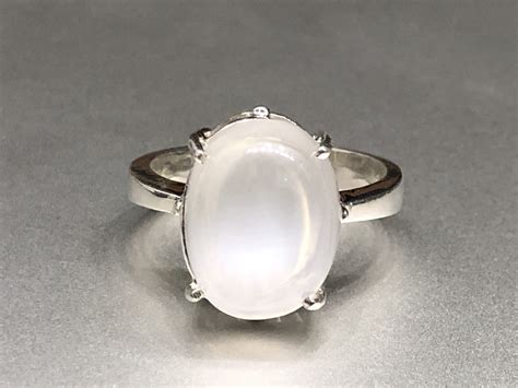 Natural Moonstone Sterling Silver Ring Lihiniya Gems